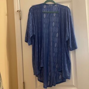 LuLaRoe Lindsay Kimono Beautiful periwinkle blue lace. Soft,stretchy, versatile
